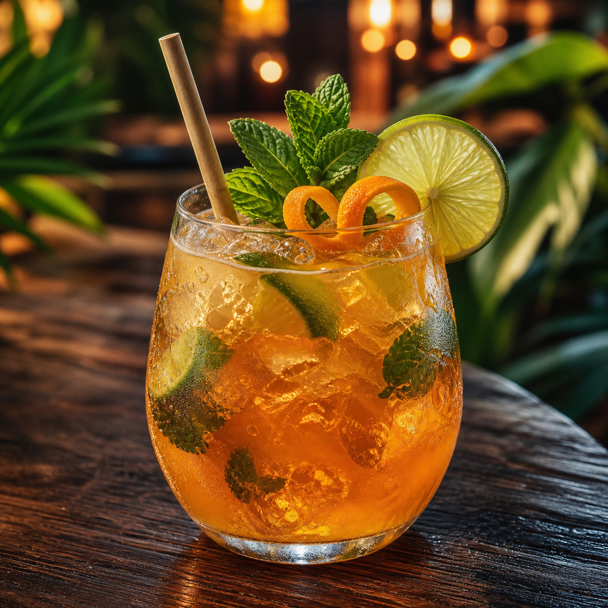 Jamaiquita tropical cocktail with mint and citrus